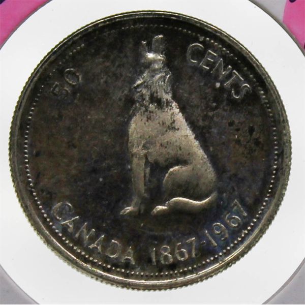 1967 WOLF CANADIAN SILVER 50 CENT COIN