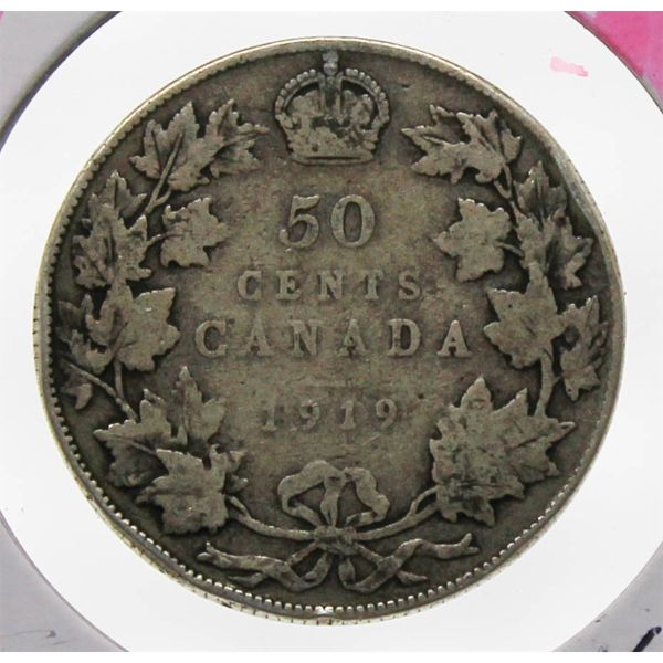 1919 CANADIAN SILVER 50 CENT COIN