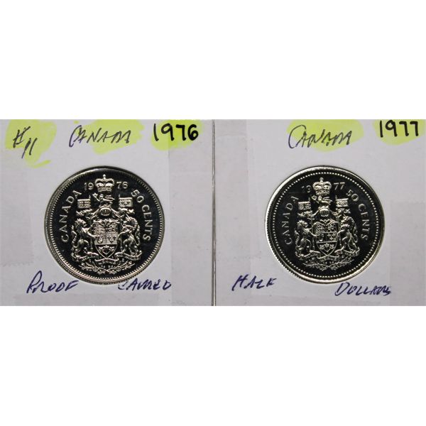 1976-1977 PROOF CAMEO CANADA 50 CENT COIN