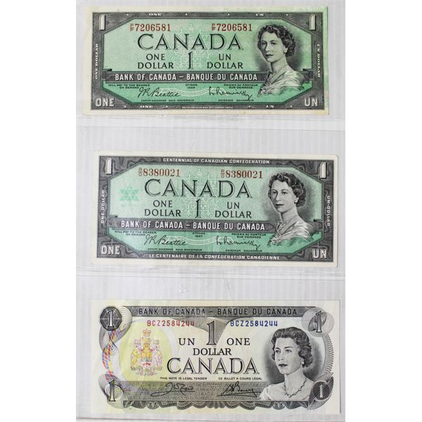 1954, '67 & '73 CANADIAN $1 BANKNOTES