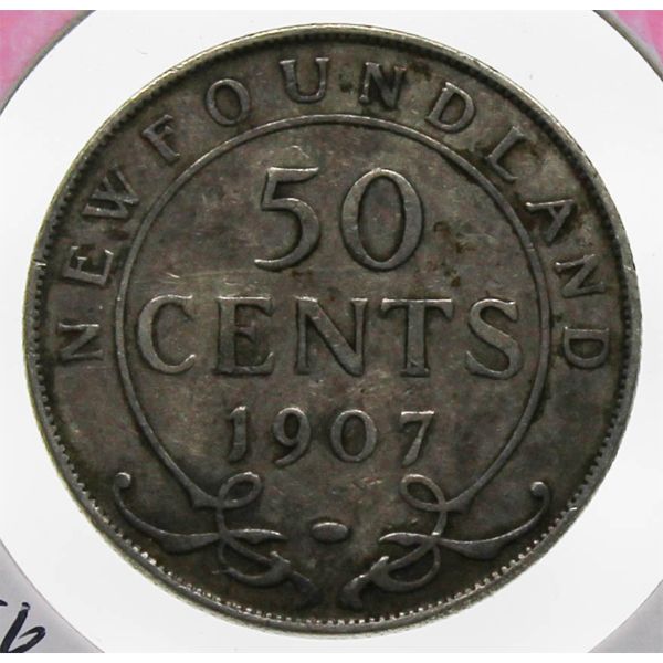 1907 NEWFOUNDLAND SILVER 50 CENT COIN