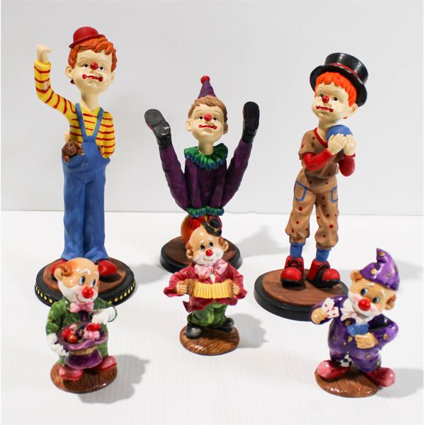 6 ASST CLOWN FIGURINES DG 2005 ETC.