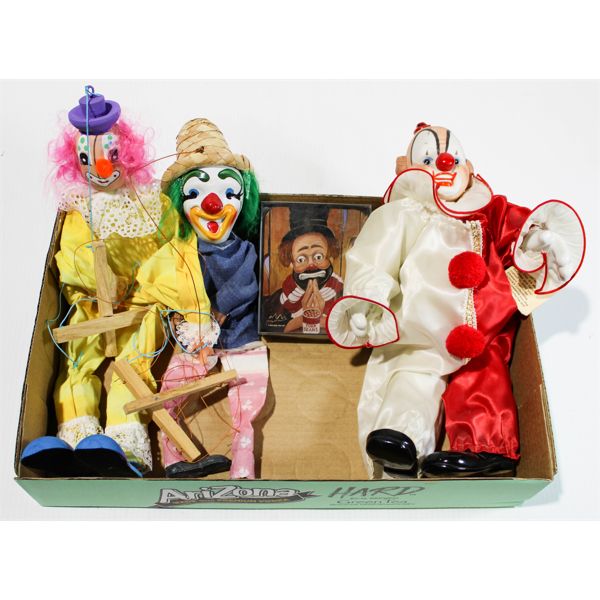 CLOWN COLLECTIBLES RED SKELETON COASTERS 2 MARIONETTES ETC.