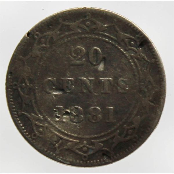 1881 NEWFOUNDLAND SILVER 20 CENT COIN