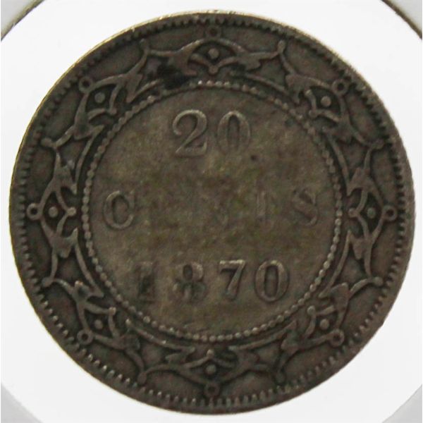 1870 NEWFOUNDLAND SILVER 20 CENT COIN