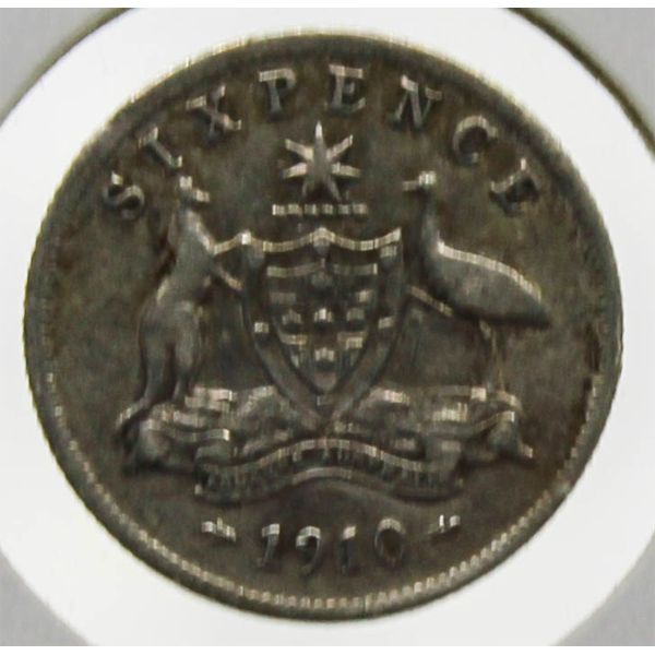 1910 SILVER BRITISH SIX PENCE COIN