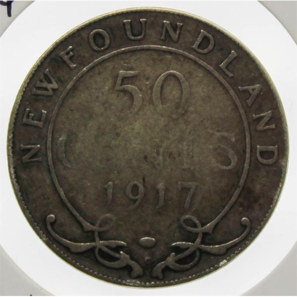 1917 NEWFOUNDLAND SILVER 50 CENT COIN