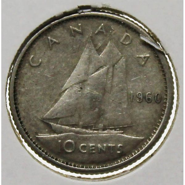 1960 CANADIAN SILVER 10 CENT COIN