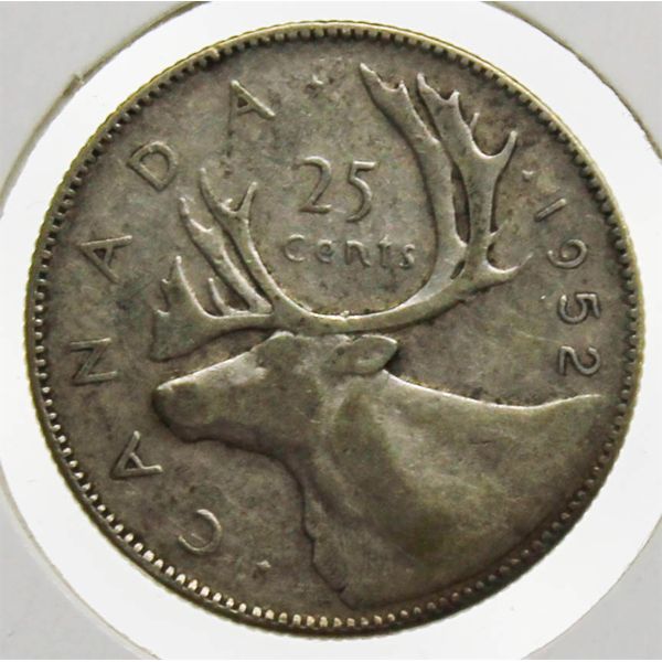 1952 CANADIAN SILVER 25 CENT COIN