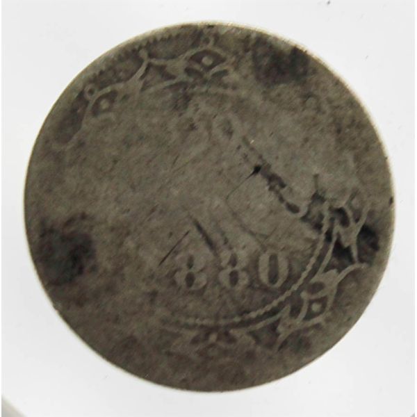 1880 NEWFOUNDLAND SILVER 20 CENT COIN