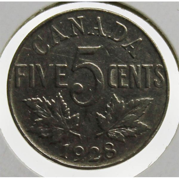 1928 CANADIAN 5 CENT COIN