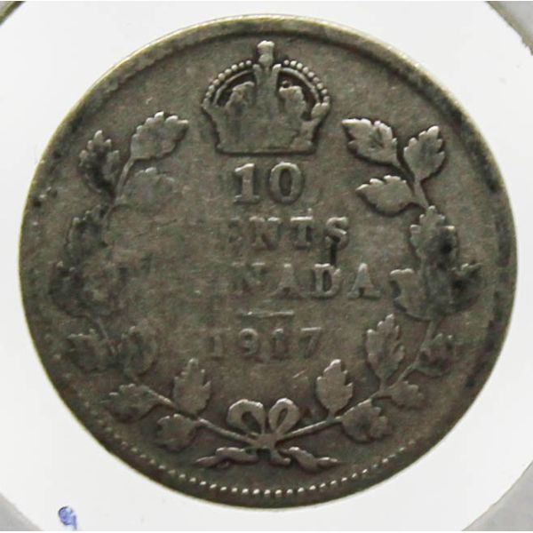 1917 CANADIAN SILVER 10 CENT COIN