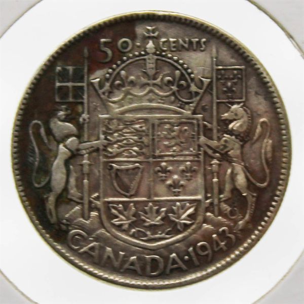 1943 CANADIAN SILVER 50 CENT COIN