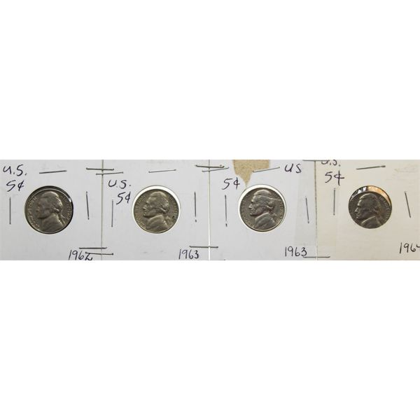 1962-64 UNITED STATES 5 CENT COINS