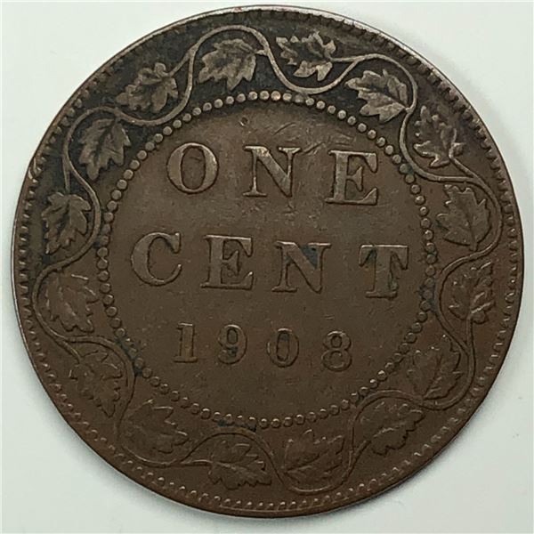 Canadian Large Cent 1908 VF+