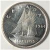 Image 1 : Canadian .10 Cent Dime 1964 UNC Heavy Cameo