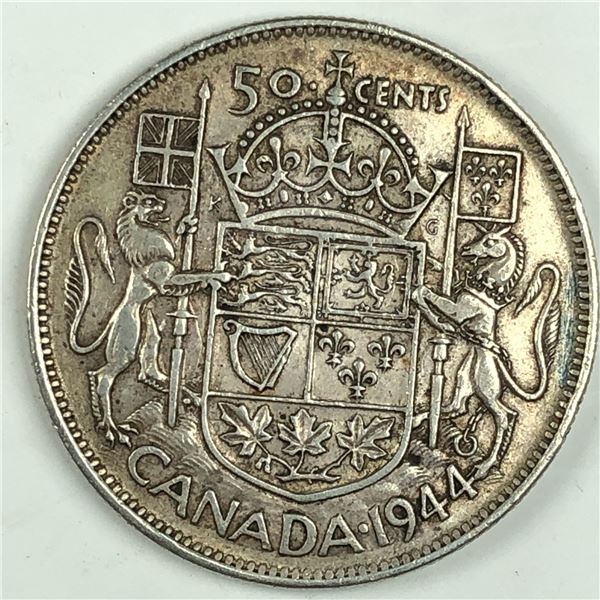 1944 King George VI 50 Cents Wide Date