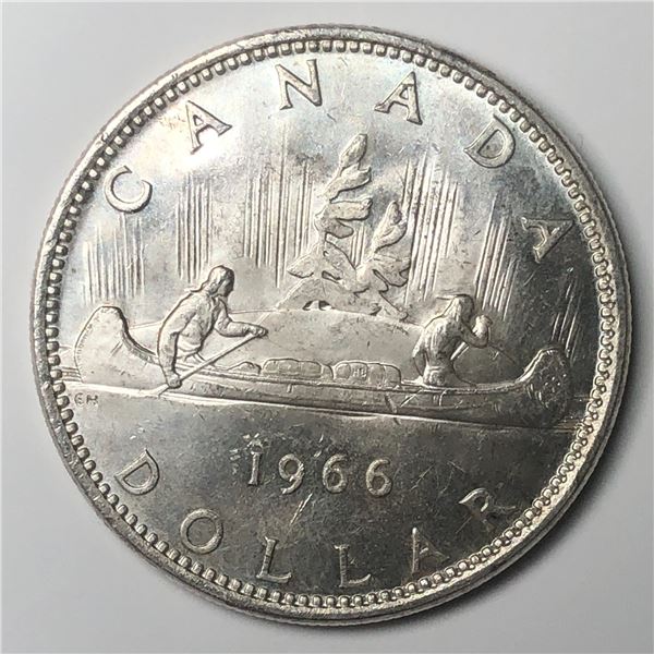 1966 Queen Elizabeth II Canadian Silver Dollar UNC
