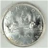 Image 1 : 1966 Queen Elizabeth II Canadian Silver Dollar UNC