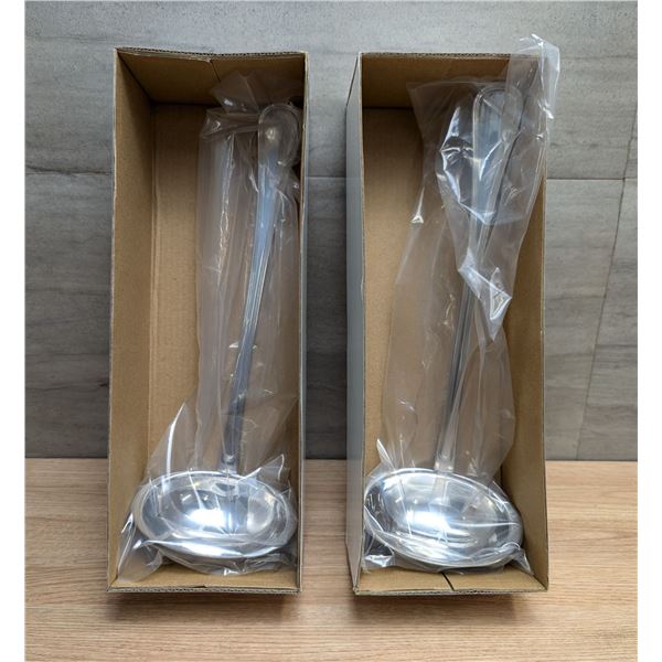 4oz Louvre Stainless Steel Soup Ladles - Lot of 2, Front B