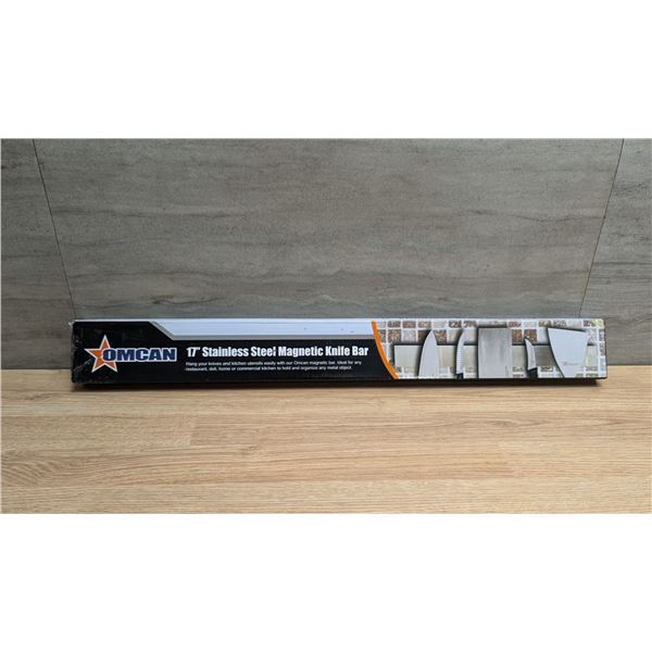 17-3/4" Stainless Steel Magnetic Knife Bar, Omcan 23592, Front E
