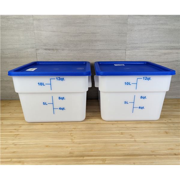 12qt White Food Storage Bins with Blue Lids - Lot of 2 (4pcs), ML5