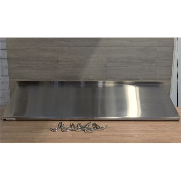 12" x 48" Pot Rack With Shelf & 9 Hooks, Front Side