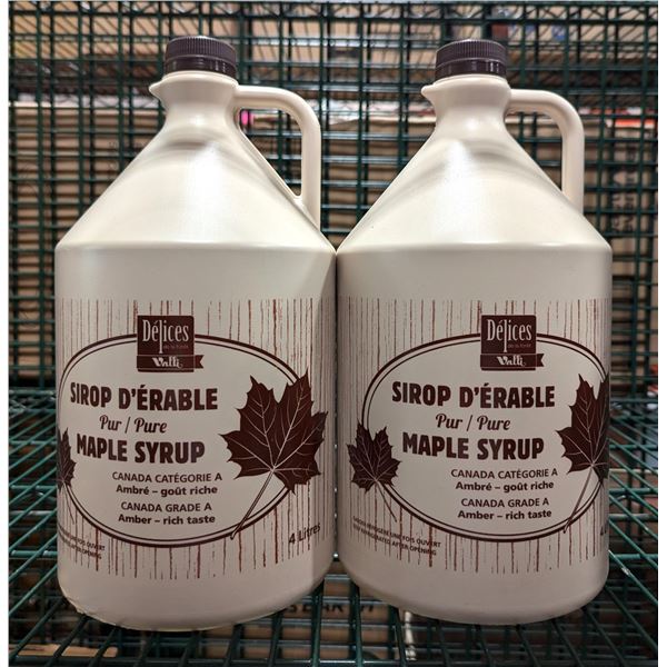 Delices Pure Maple Syrup Amber 4L - Lot of 2, EC2