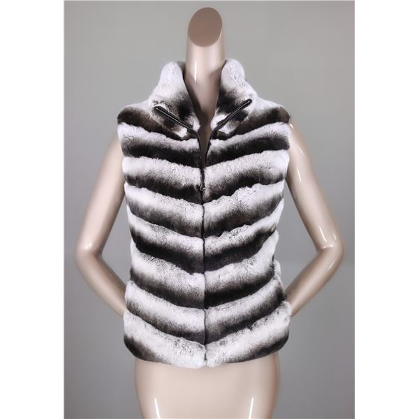 ALASKA FUR GALLERY: Dyed Rex Rabbit Vest Reversible to Puffer