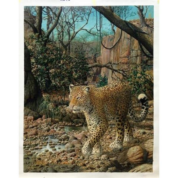 JAN STANDER: Leopard of Chizaria Oil on Canvas Painting