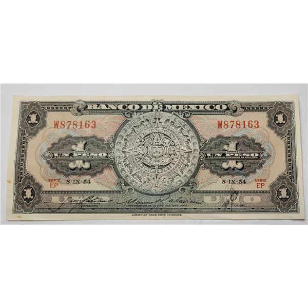 36)  MEXICAN 1954 1 PESO BANKNOTE.