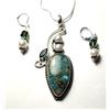 Image 1 : 21)  UNIQUE DESIGN, NATURAL CHRYSCOLLA/GREEN TOPAZ