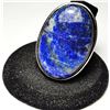 Image 1 : 27)  NATURAL OVAL LAPIS LAZULI SIZE 8.5 RING WITH