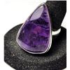 Image 1 : 28)  NATURAL PEAR SHAPED AMETHYST SIZE 8.25 RING,