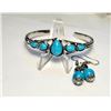 Image 1 : 16)  TIBETAN SILVER AND NATURAL TURQUOISE OPEN