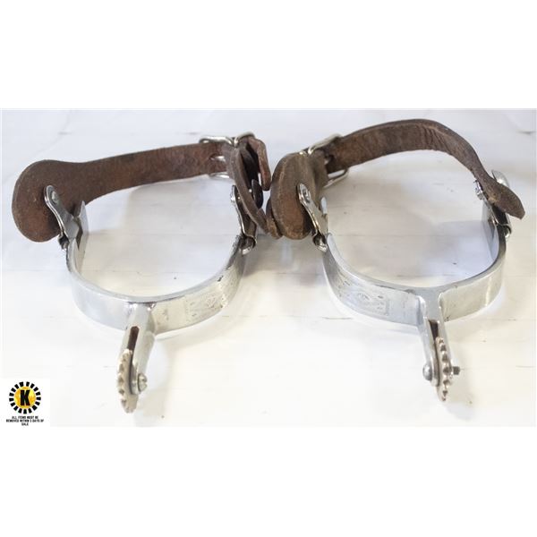 OLD SPURS W GEN. LEATHER STRAPS NO MAKERS