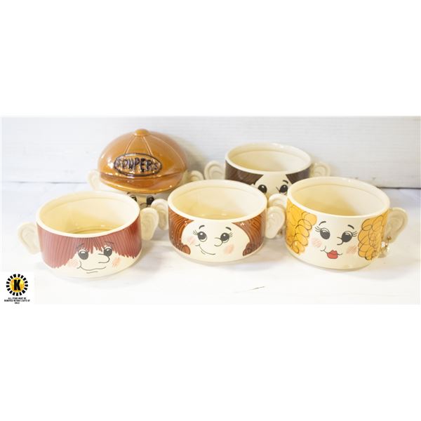 VTG SOUPERS STACKABLE SOUP MUGS