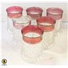 Image 1 : 6PC INDIANA GLASS DIAMOND POINT RUBY