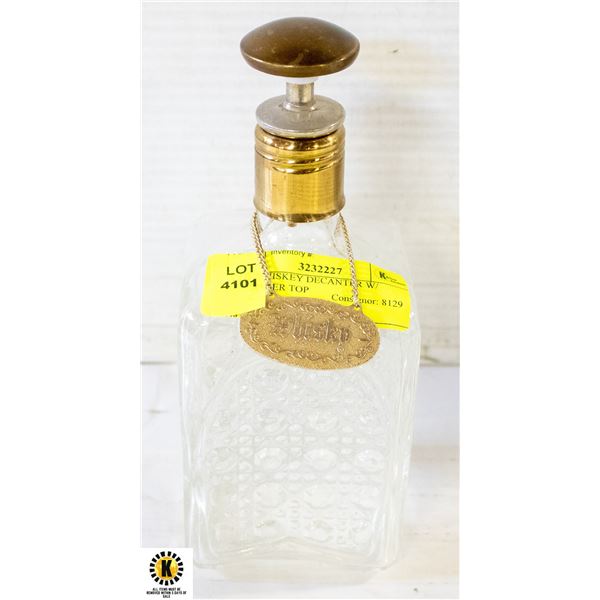 VTG WHISKEY DECANTER W/ DISPENSER TOP