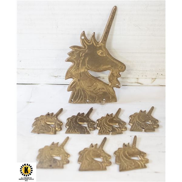 VINTAGE BRASS UNICORN WIND CHIME PIECES