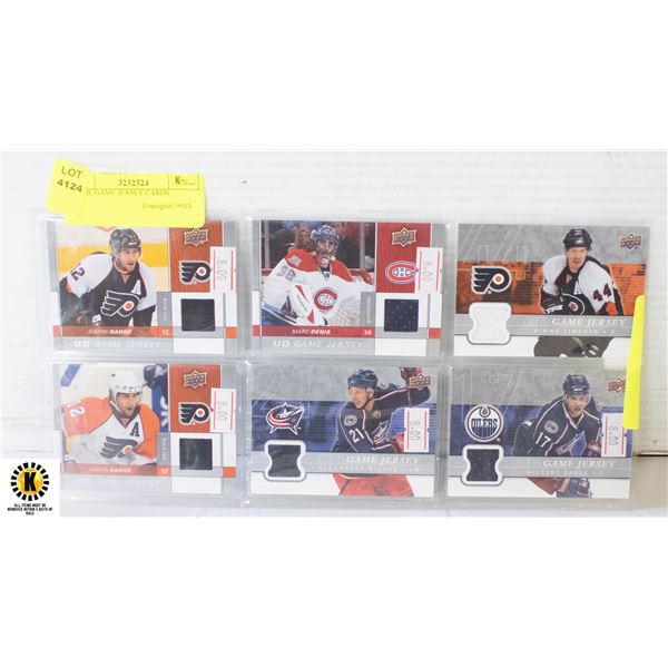 6 NHL GAME JERSEY CARDS
