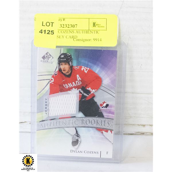 2020 DYLAN COZENS AUTHENTIC ROOKIE JERSEY CARD