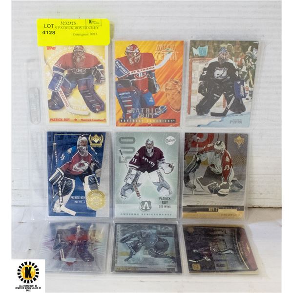 SHEET OF 9 PATRICK ROY HOCKEY CARDS