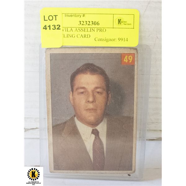 1954 OVILA ASSELIN PRO WRESTLING CARD