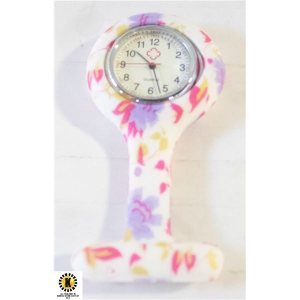 NEW PINK N WHITE NURSES BROOCH WATCH