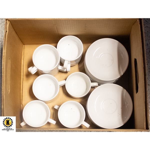 BOX WITH 12 NEW HOTEL STULE COFFEE CUPS & SAUCERS