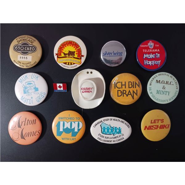 LOT OF 10, 1980'S VINTAGE PINBACK BUTTONS