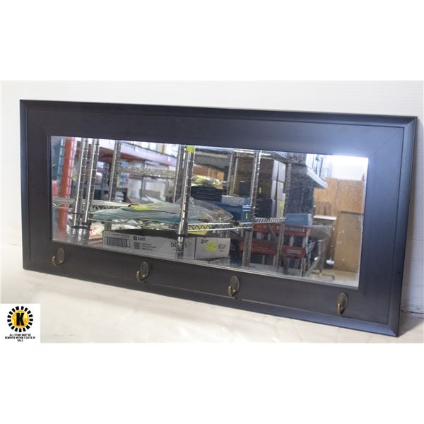 ENTRY MIRROR WITH HOOKS 14 X 30