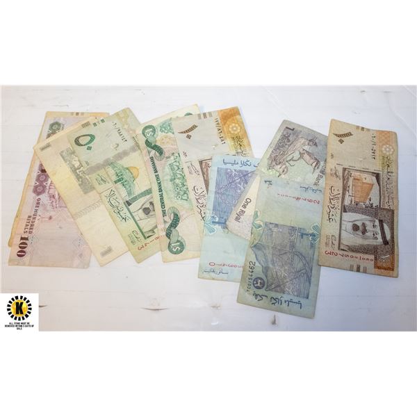VARIOUS OLD WORLD MONEY BILLS SAUDI ARABIA/