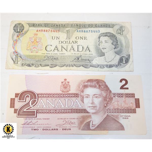 $1 AND $2 CANADA BILLS
